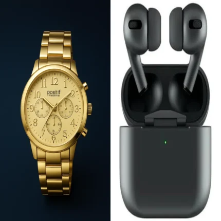 Apple Airpods Pro 2 Black Edition (Dubai)& GOLD Watch Combo